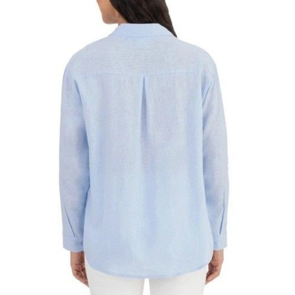 BlankNYC Women's XXL Blue Linen Blend Button Up Shirt NWT - Picture 3 of 3